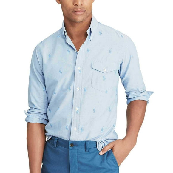 Polo Ralph Lauren Men's Classic Fit Cotton Oxford Shirt, Light Blue, Small