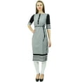 thumbnail image 4 of Bimba 3/4 Sleeve Designer Tunic Double Layer Chic Kurta Kurti With Side Buttons, 4 of 5