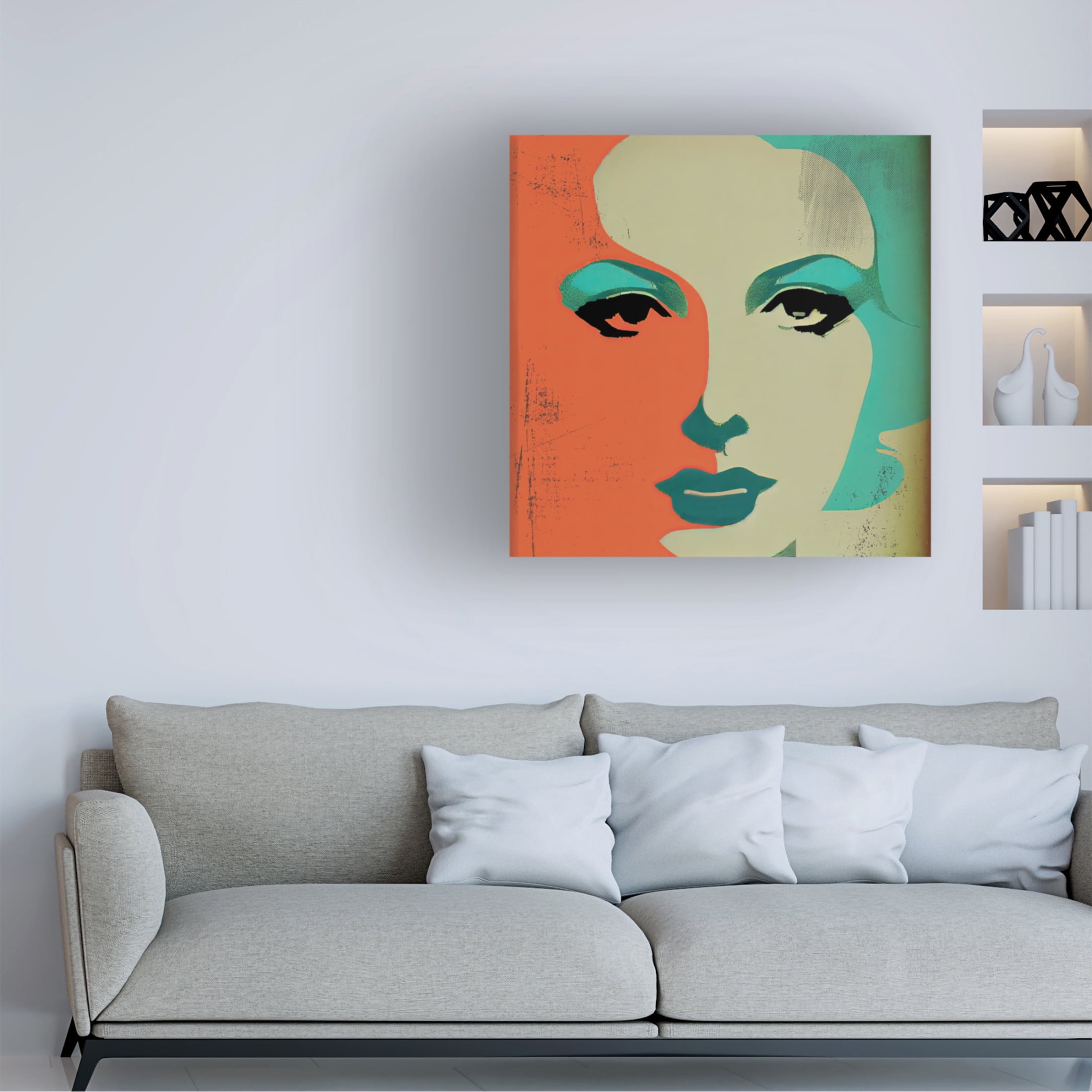 Canvas Wall Art - Sasha 'Pop Tech Glam VII' Wall Art for Living Room, Bedroom, or Office Décor by Trademark Fine Art - 14 x 14 Inches