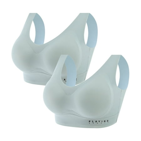 

MIARHB 2PC Women s Trackless Vest Ice Silk Back Sports Sleep Latex Bra Underwear