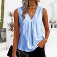 thumbnail image 2 of GZWYHT Women V Neck Tank Tops Summer Sleeveless Tunic Casual Basic Shirts True Classic Tees Cute Trendy Clothes Blue L, 2 of 7