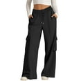 thumbnail image 3 of Plus Size Cargo Pants for Women High Waisted Casual Pants Wide Leg Streetwear Pants Jogger Solid Pants Hippie Punk Trousers Loose Long Pants with Pockets on Clearance, 3 of 9