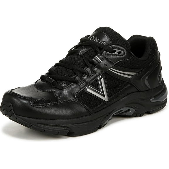 Vionic Womens 23Walk 2.0 Sneaker - Black Char Leather Mesh
