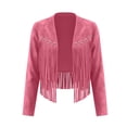 thumbnail image 4 of Caywon Women's Fashion Jackets, Fringe Studded Open Front Cropped Long Sleeve, Western Cowgirl Rodeo Casual Party Concert Daily Wear for Women, 4 of 7