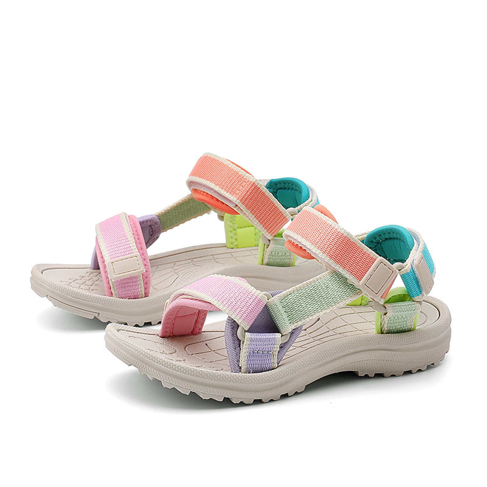 enyan Kids Sandals Boys Girls Slide Summer Non-slip Toddler Slippers with Adjustable Straps for Indoor & Outdoor White Sandals For Girls,Pink,Size 2