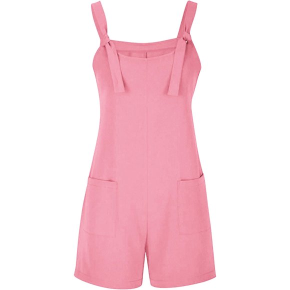 2025 Women's Tie Shoulder Overall Wine Romper Shorts Neck Romper Jumpsuit Casual Jumpsuit for Women with