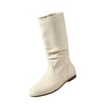thumbnail image 2 of Willtoo Womens Slouch Mid Calf Boots Low Heel Comfort Casual Boots Vintage Round Toe Fall Winter Booties with Side Zip, 2 of 6