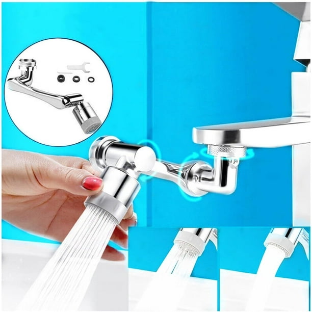 Extensor de grifo, grifo giratorio para fregadero, aireador, ahorro de agua, cabezal rociador giratorio para lavado de cara (rotación de 1080°)