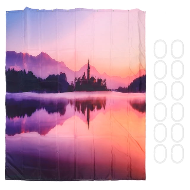 Cortina de baño gruesa con anillas, 180 x 200 cm, juego de cortina de ducha impermeable esencial decorativa para baño