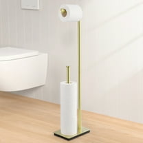 KES Gold Toilet Paper Holder and Storage Tissue Holder Brushed Brass Freestanding