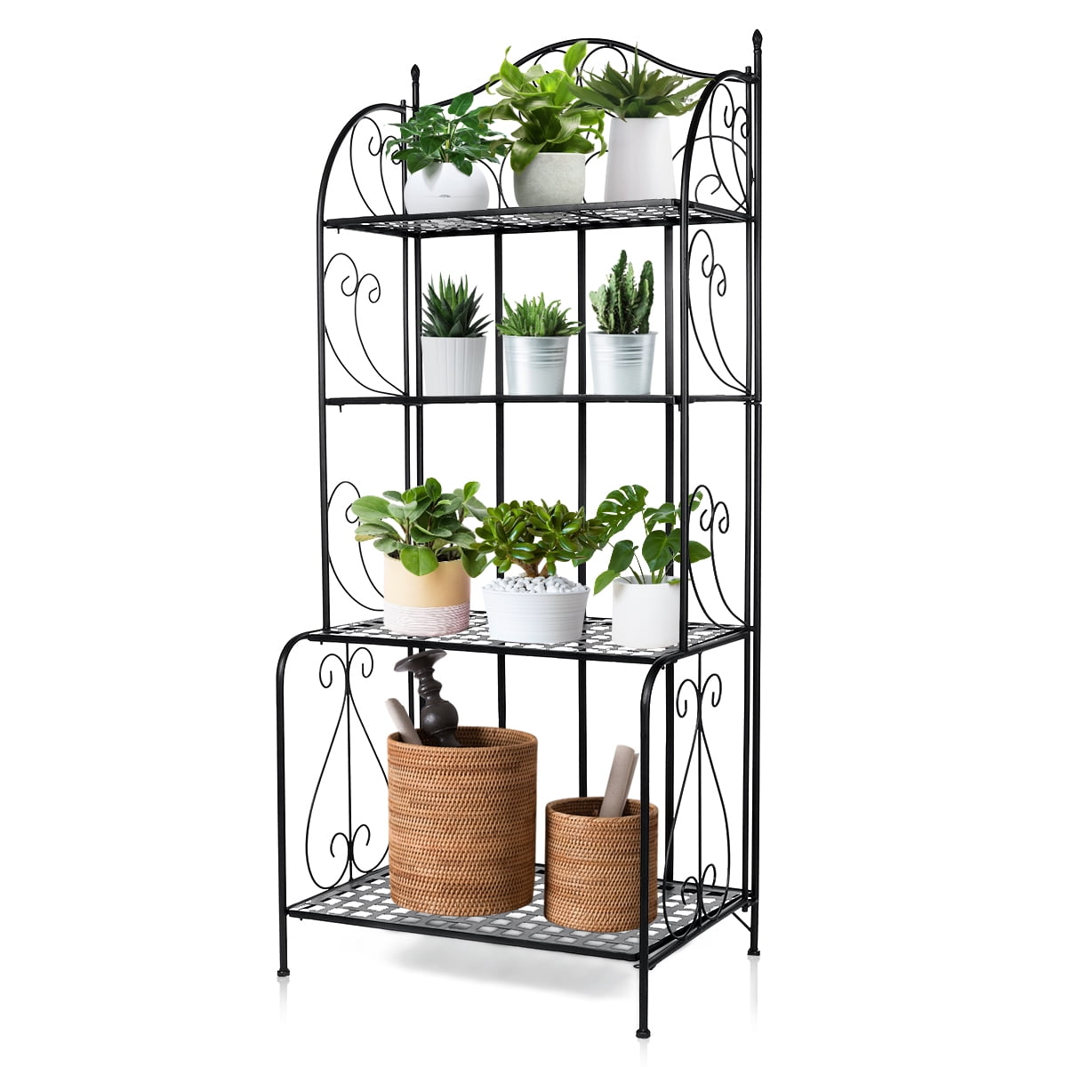 Dropship 4Packs Iron Plotted Plant Stands Shelves Heavy Duty Round