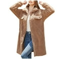 thumbnail image 2 of LSLJS Women Fashion Winter Coat Long Sleeve Solid Color Faux Shearling Oversized Jacket, 2 of 9