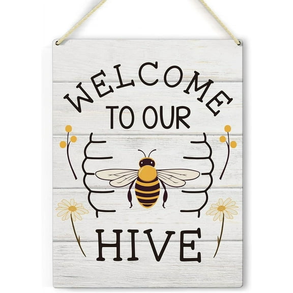 8x10 Inch Summer Decor, Summer Decorations For Home Office Door Decor Signs, Summer Sign, Bumble Bee Decor, Welcome To Our Hive Sign, Bee Decorations, Summer Front Door Wall Hanging Plaque Decor