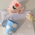 thumbnail image 5 of Tazas de CeráMica Hechas una Mano, de Café Irregular Pintada una Mano con Tulipanes y Nubes para Té, Leche, Regalos Creativos, (Azul), 5 of 5
