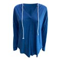 thumbnail image 4 of Blusa de moda para mujer Camisas con cuello en V Color sólido Manga larga con capucha Top Fridja  hj4464, 4 of 5