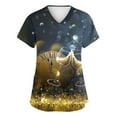 thumbnail image 2 of Garbnen Happy New Year Print Womens Scrub Top Plus Size Stretch V Neck Short Sleeve Womens Shirt Xmas Valentine's Day Holiday Prints Nurse Uniforms, 2 of 7