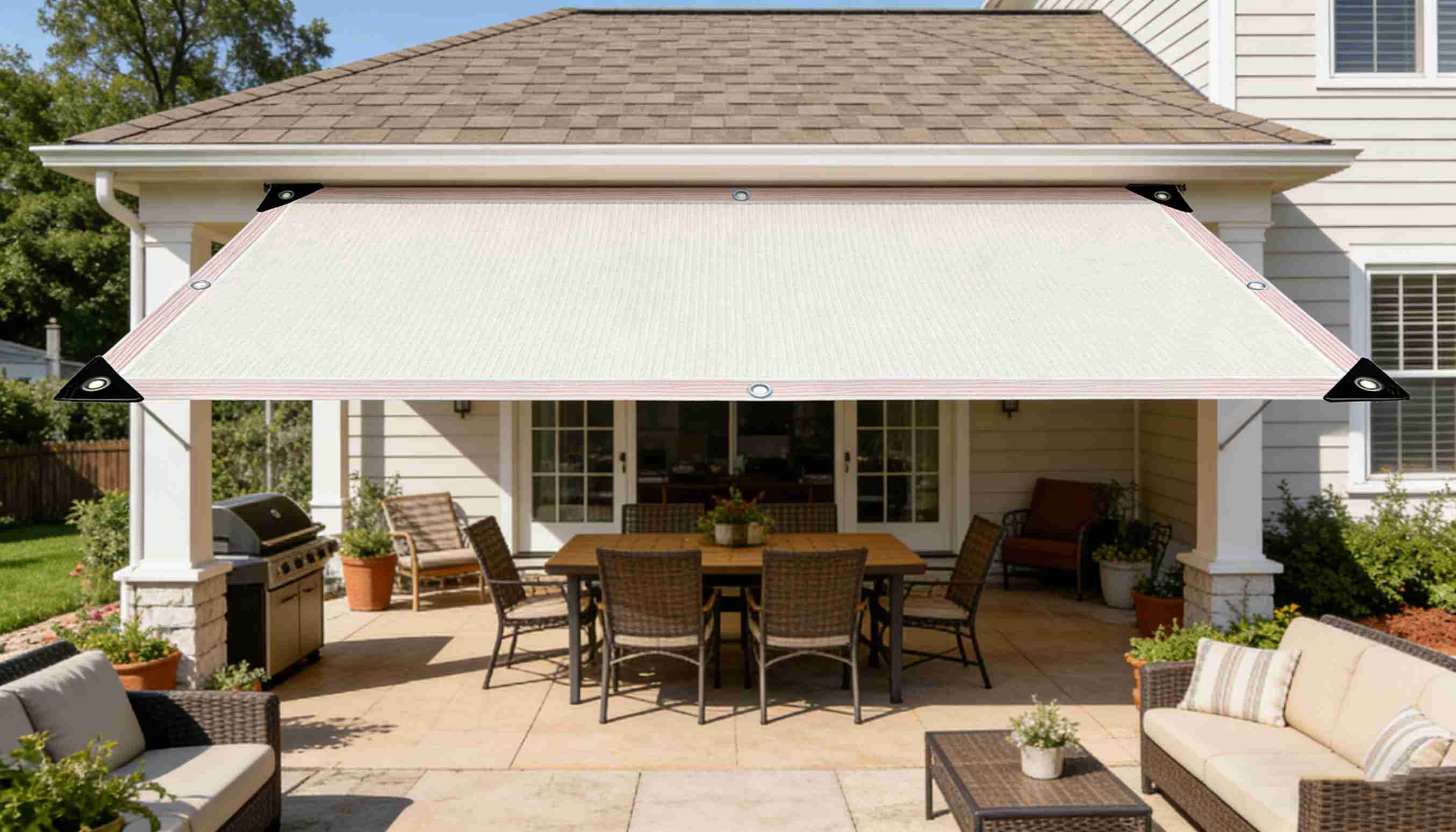 Garden Shade Cloth, 55% Sun Shade Net with Grommets, Plant Shades Mesh Tarp, Chicken Coop Shade Cover, Shade Cloth for Greenhouse(6.56x6.56ft, Whte)