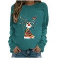 thumbnail image 1 of Rbaofujie Chandails d'Automne pour Femmes Mode de Noël Camouflage Imprimé Col Rond Épaule Manches Longues Chandail en Molleton Vert Chandails à Capuchon pour Femmes, 1 of 4