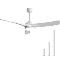 Sofucor 52 Inch White Ceiling Fans with Lights Remote Control, White Outdoor Ceiling Fan with Light Airflow 6000CFM 3 CCT Dimmable 3-Timer ABS 3 Blades