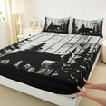 thumbnail image 3 of Manfei Rustic Farmhouse Cabin Twin Sheet Sets, Jungle Bear Animal Twin Fitted Sheet, Grey Wooden Plank Flat Sheet, Microfiber Bedroom Decor, 3 Pieces, 3 of 7