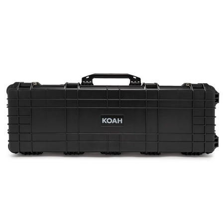 Koah 44 Inch Weatherproof Protective Roller Rifle Hard Case with Customizable Foam Pressure Valve and Lock Fittings (Black)