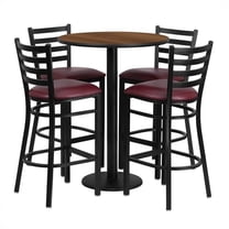 Bowery Hill 5 Piece Round Table Set in Walnut and Black