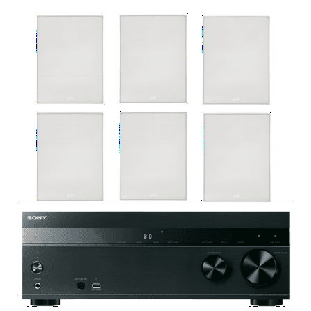 Sony 5.2-Channel 725-Watt 4K A/V Home Theater Receiver   Polk 8" 2 Way High-Performance Natural Surround Sound In-Wall Speaker System (Set Of 6) (Discontinued)