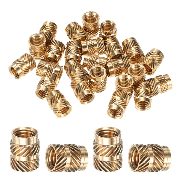 Uxcell 25-Pack Insertos Roscados - Tuercas de Inserción de Latón M6 x 10 mm con Calor 8 mm OD