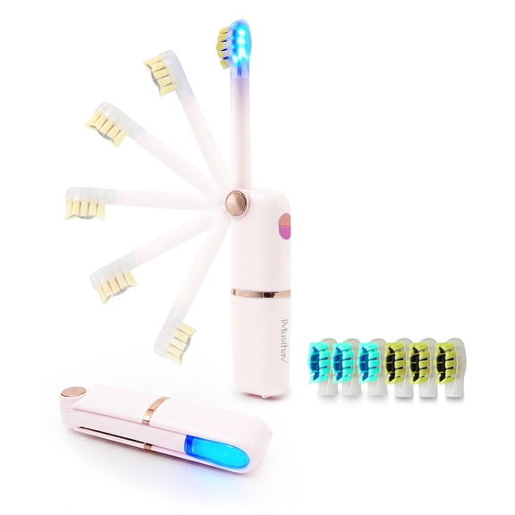 iMusthav Travel Electric Toothbrush for Adults, Battery Operated , 3 Sonic Modes, Smart Timer, 6 Brush Heads