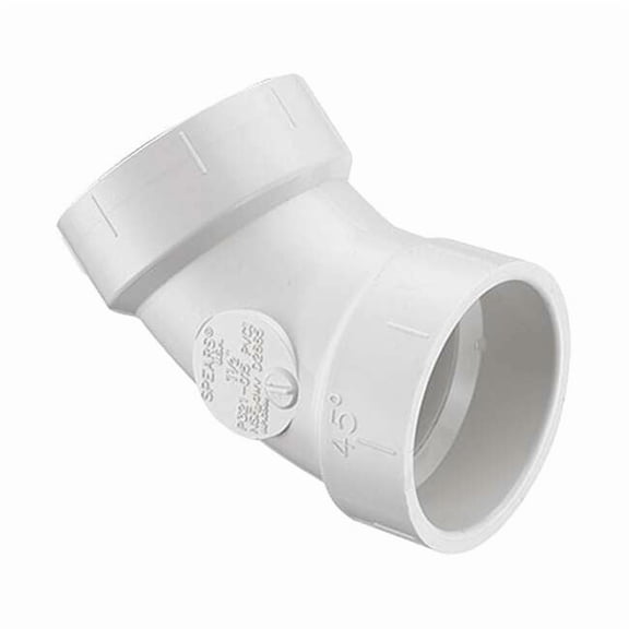 Manufacturer Varies PVC Elbow, 45 Degrees, Socket, 6 in Pipe Size P321-060