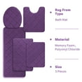 thumbnail image 2 of CHAKME Non Slip Machine Washable 5 Piece Bath Rug Set Memory Foam Ultra Absorbent Large 20"x46" & 32"x20" Long 24"x17" Small 18"x16" U Shape Contour 24"x20" Bathroom Mat Rustic Lattice purple, 2 of 8