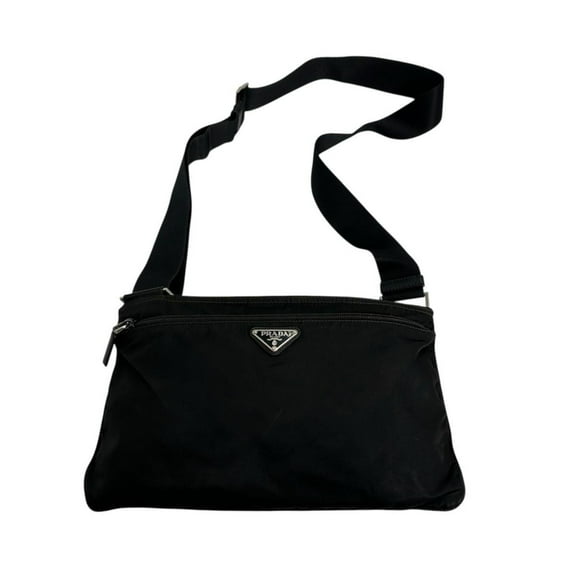 Pre-Owned PRADA Shoulder Bag Body Triangle Logo Nylon Black (Good)