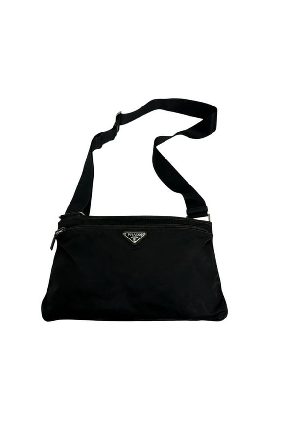 Pre-Owned PRADA Shoulder Bag Body Triangle Logo Nylon Black (Good)