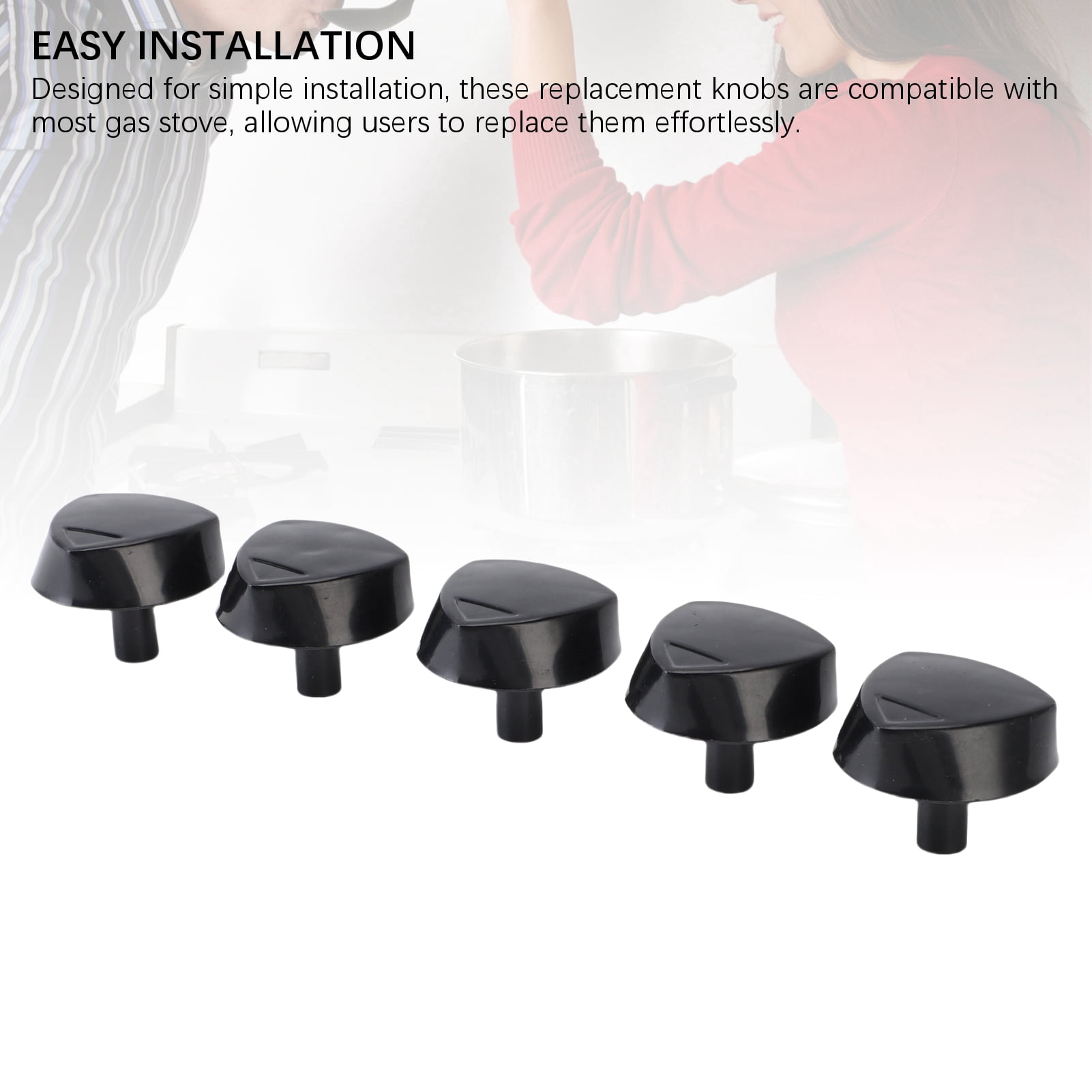 YAHHU 5 Pcs Stove Replacement Knob Universal Fit Cooktop Range Knobs for Kitchen Easy To Install 1.97 inches / 5 cm