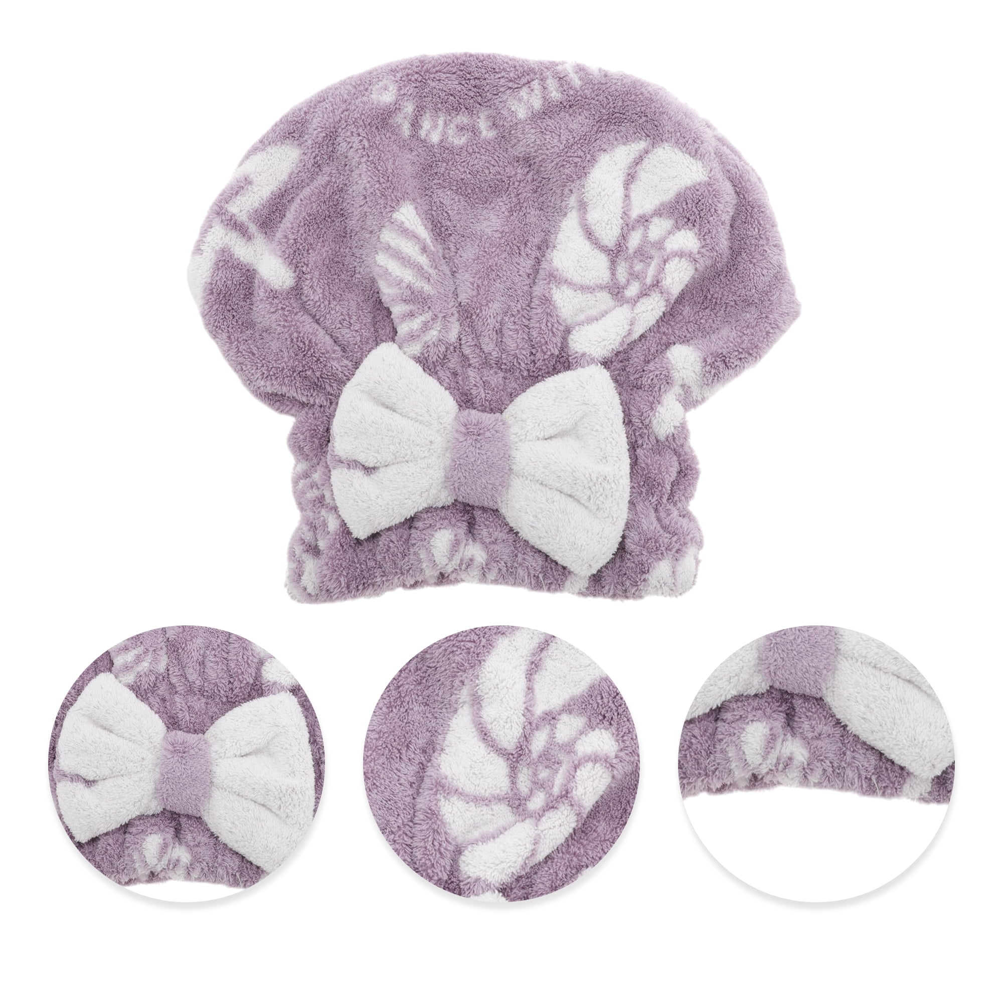 Unique Bargains Water-absorbent Bow Shells Hair Towel for Fast Drying Purple 10.63"x 8.66"