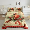 thumbnail image 2 of Manfei Red Cardinals Berry Bedding Comforter Set,Cute Bowtie Bow Twin Comforter Sets,Merry Christmas Bedding Set For Girls,Ultra Soft Home Decor Reversible,2 Pieces, 2 of 8