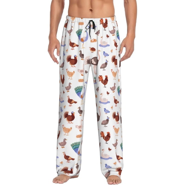 Fotbe Farm Birds Goose Pantalones de Pijama para Hombre, Pantalones de Dormir, Pantalones de Casa con Cintura Ajustable y Bolsillos-Small