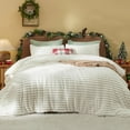 thumbnail image 4 of Fluffy Comforter Set Queen - Super Soft Faux Fur Bed Set Cream White, Warm Plush Fleece Winter Bedding, 3 Pieces, 1 Shaggy Fuzzy All Seasons Queen Size Comforter with 2 Pillowcases, 4 of 5