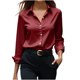 thumbnail image 2 of Neewe Womens Tops Long Sleeve Satin Lapel Collar Button Down Shirts Casual Business Dressy Blouses Fall Clothes, 2 of 6