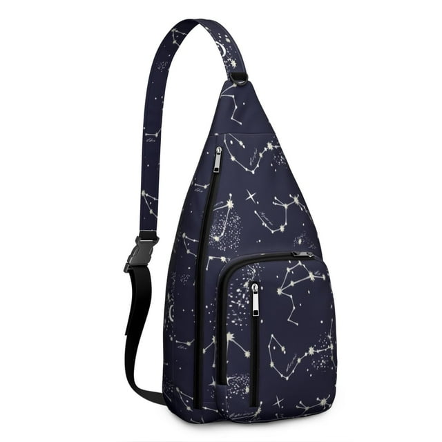 Stellar Navigation Sling Backpack - Star Map & Compass Print (Durable)