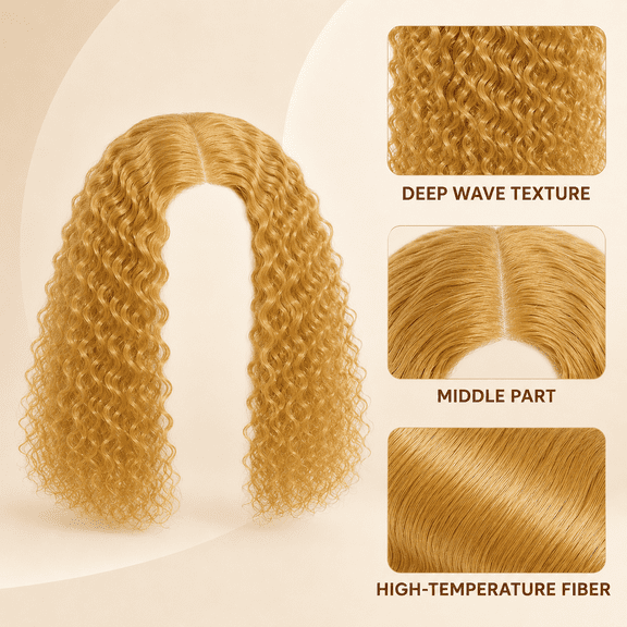 14 Inches Curly Bob Wigs,Deep Wave Wig Glueless Machine Made Synthetic Wigs,Pre Plucked Wear And Go Short Wavy With Hair Cap Net