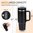 thumbnail image 4 of QCQHDU 1182ml 40 oz Tumbler with Handle and Straw,Leak Proof Insulated Coffee Travel Mug, Double Wall Stainless Steel Vacuum Insulated Coffee Mug for Ice Drink or Hot Beverages(Black), 4 of 6