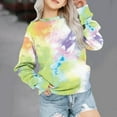 thumbnail image 2 of ZCFZJW Teen Girls Fashion Long Sleeve Crewneck Sweatshirts Kids Gradient Tie Dye Print Pullover Sweatshirts Trendy Lightweight Relaxed Fit Cotton Tops Multicolor 7-8 Years, 2 of 5
