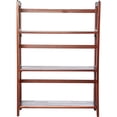 thumbnail image 5 of HomeStock 3-Shelf Stackable Folding Office Wood Furniture Bookcase, Contemporary Home and Office Furniture, Sturdy Wooden Shelving Storage-Color:Mahogany,Size:27.5 Inch, 5 of 7