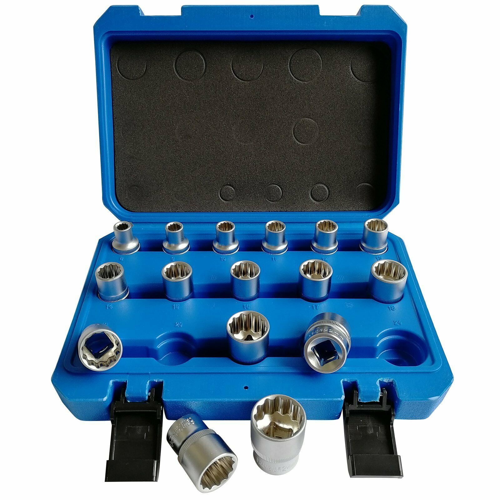 16PC 1/2" Drive Square 12 Point Deep Impact MultiTooth 12Edge Nut