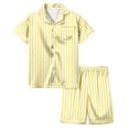 thumbnail image 2 of WEAIXIMIUNG Pyjama Rayé Imprimé pour Filles Manches Courtes Bouton Haut Shorts Ensemble de Pyjama Maison 150, 2 of 4