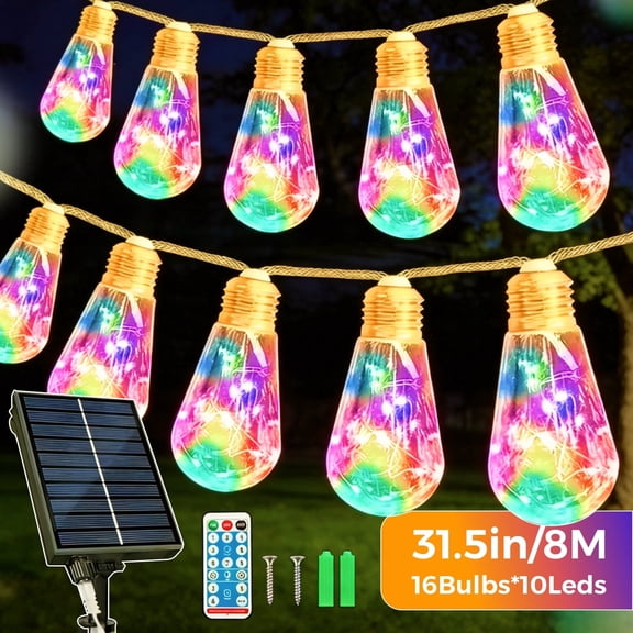 Solar String Light Copper Wire Hemp Rope Papaya String Lights for Outdoor Wall Balcony Garden Decor Solar String Fairy Light