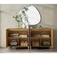 thumbnail image 3 of WAMPAT 2-in-1 Dresser Cabinets with 6 Compartments for Bedroom, Modern Wood Wide Dresser Chest with Doors, Oak Brown,1 Pack, 3 of 7