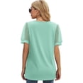 thumbnail image 4 of Babyfond Womens Summer Tops V Neck T Shirts Swiss Dot Puff Sleeve Tops Loose Casual Tshirts,Green, 4 of 6