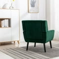 thumbnail image 3 of Soft Velvet Armchair Sofa, Velvet Upholstered Accent Chair with Black Legs and Armrest, Ergonomics Design Chair for Living Room Bedroom Indoor Home, Retro Green, 3 of 7